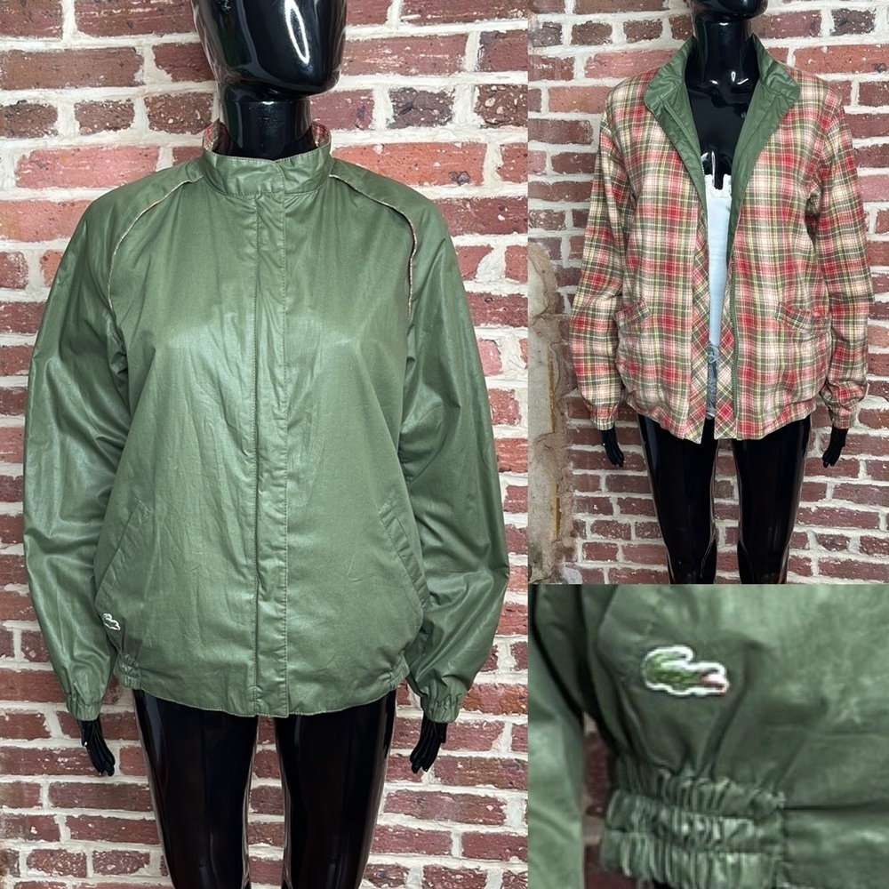 Vintage 80s Reversible Lacoste Jacket with in Green and Plaid Options Size S